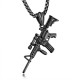 316L Stainless Steel Men Silver Gold Black Gun Pendant Titanium Steel Charm Necklace