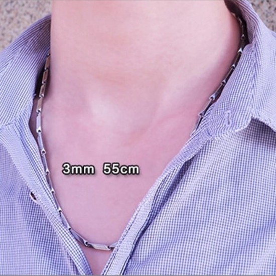 3mm Men's Silver Single Chain Anti-allergic Antifade Stainless Steel Necklace for Men