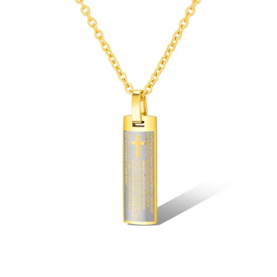 50cm Trendy Titanium Steel Cross Men's Necklace Silver Gold Plated Pendant Men Jewelry 50cm Trendy Titanium Steel Cross Men's Necklace Silver Gold Plated Pendant Men Jewelry