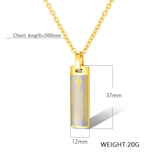 50cm Trendy Titanium Steel Cross Men's Necklace Silver Gold Plated Pendant Men Jewelry