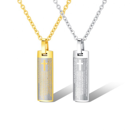 50cm Trendy Titanium Steel Cross Men's Necklace Silver Gold Plated Pendant Men Jewelry 50cm Trendy Titanium Steel Cross Men's Necklace Silver Gold Plated Pendant Men Jewelry
