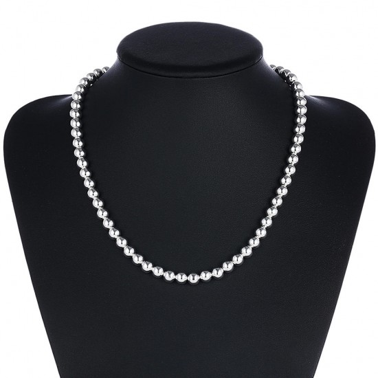 8mm Buddha Beads Necklace Multi Layer Silver Chain Women Men Jewelry