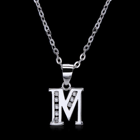 925 Sterling Silver Rhinestone Letter Charm Pendant Jewelry Clearence