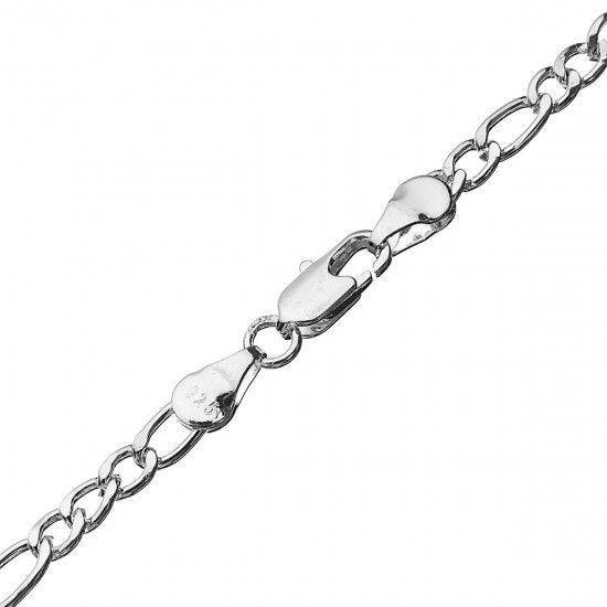 925 Sterling Silver Stamp Figaro Chain Necklace 16 18 20 22 24 26 28 30 Inch