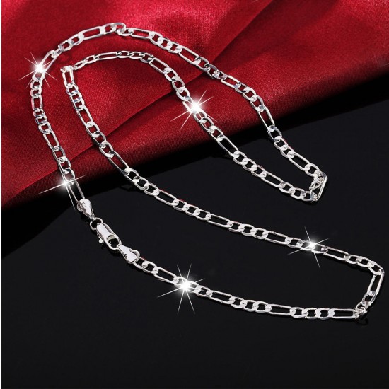 925 Sterling Silver Stamp Figaro Chain Necklace 16 18 20 22 24 26 28 30 Inch 925 Sterling Silver Stamp Figaro Chain Necklace 16 18 20 22 24 26 28 30 Inch