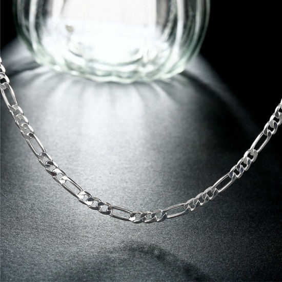 925 Sterling Silver Stamp Figaro Chain Necklace 16 18 20 22 24 26 28 30 Inch 925 Sterling Silver Stamp Figaro Chain Necklace 16 18 20 22 24 26 28 30 Inch