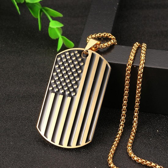 American Flag Sports Titanium Steel Necklace Trendy Unisex Clothing Accessories for Men Women