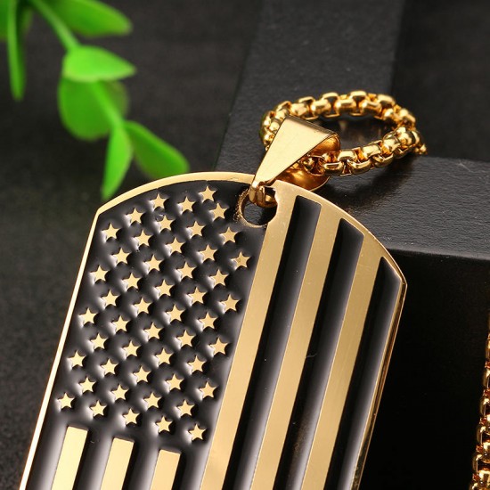 American Flag Sports Titanium Steel Necklace Trendy Unisex Clothing Accessories for Men Women