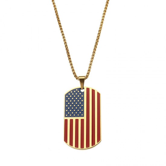 American Flag Sports Titanium Steel Necklace Trendy Unisex Clothing Accessories for Men Women