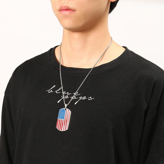 American Flag Sports Titanium Steel Necklace Trendy Unisex Clothing Accessories for Men Women