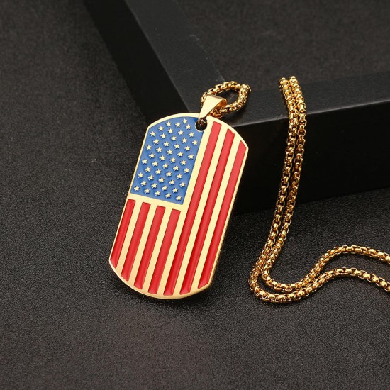 American Flag Sports Titanium Steel Necklace Trendy Unisex Clothing Accessories for Men Women