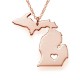 American Michigan State Map Stainless Steel Unisex Silver Plated Necklace
