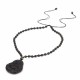 Black Obsidian Buddha Pendant Lucky Luck Beads Prayer Necklace Chain