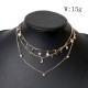 Bohemian Multilayer Necklaces Vintage Slice Beads Crescent Pendant Necklace