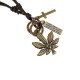 Punk Leather Necklace Vintage Maple Leaf Pendant Necklace for Men Women