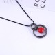 Vintage Pendant Necklace Red Bead Hollow Round Pendant Ethnic Jewelry Sweater Necklace for Women