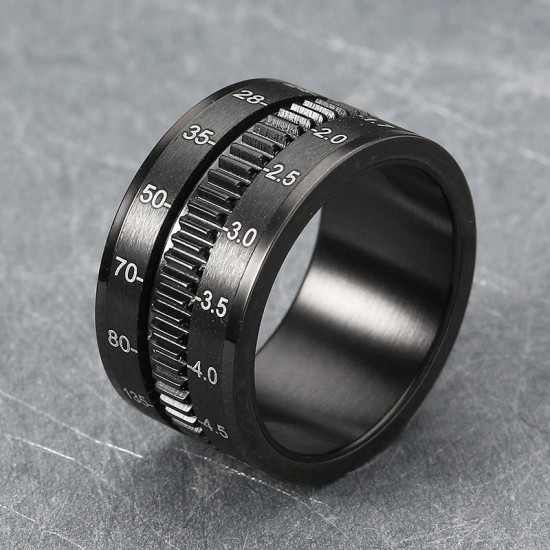 12mm Titanium Steel Black 316L Stainless Steel Finger Ring Spinner Camera Lens Focus Ring Men Ring 12mm Titanium Steel Black 316L Stainless Steel Finger Ring Spinner Camera Lens Focus Ring Men Ring