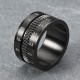 12mm Titanium Steel Black 316L Stainless Steel Finger Ring Spinner Camera Lens Focus Ring Men Ring