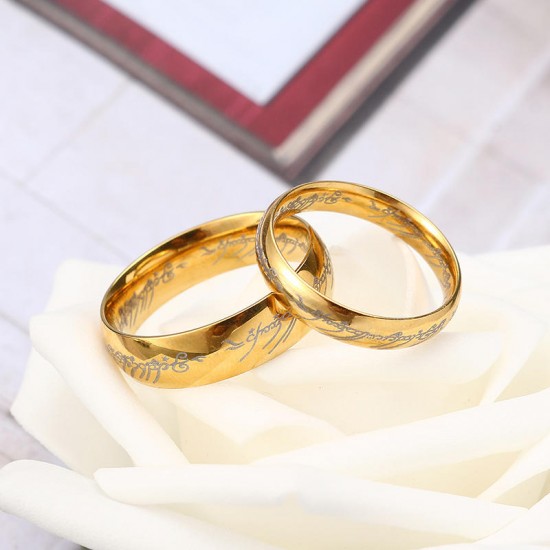 18K Gold Plated Lord of the Rings Stainless Steel LOTR Finger Ring for Unisex 18K Gold Plated Lord of the Rings Stainless Steel LOTR Finger Ring for Unisex