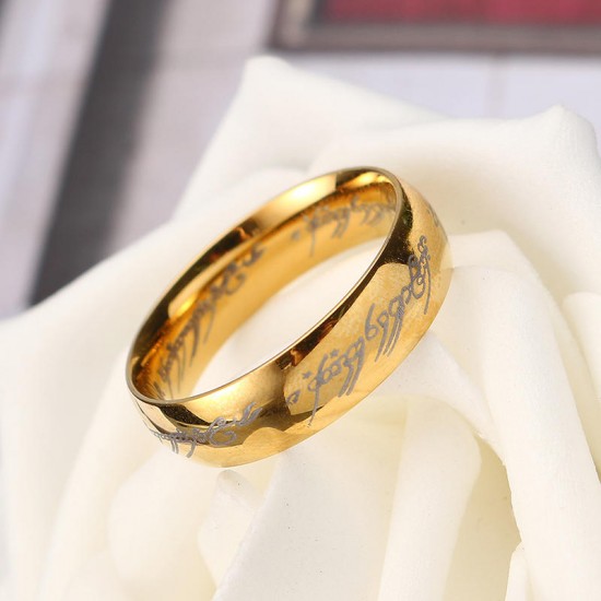 18K Gold Plated Lord of the Rings Stainless Steel LOTR Finger Ring for Unisex