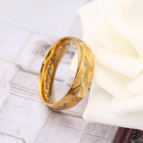 18K Gold Plated Lord of the Rings Stainless Steel LOTR Finger Ring for Unisex 18K Gold Plated Lord of the Rings Stainless Steel LOTR Finger Ring for Unisex