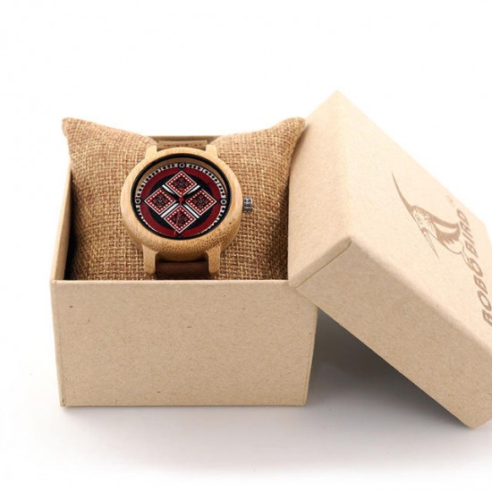 BOBO BIRD C-J19 Retro Style Wood Wrist Watches Leather Strap Ladies Watch