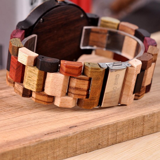 BOBO BIRD J-Q13 Unique Design Auto Date Display Wooden Watch Creative Quartz Watches