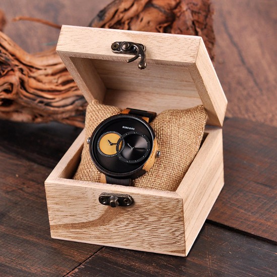 BOBO BIRD W-R10 Two Time Zones Creative Watch Wooden Women Men Quartz Watches