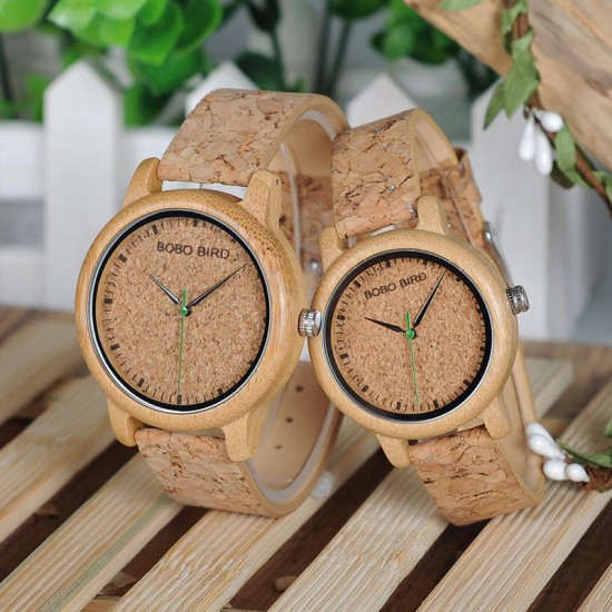 BOBO BIRD W*M11M12 Unique Design Watch Band Quartz Watches Lovers Bamboo Couple Watch