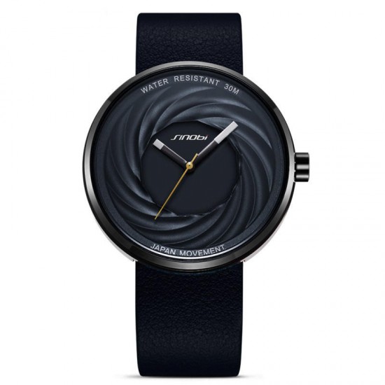SINOBI 9683 Unisex Fashion Creative Watches Genuine Leather Strap Quartz Wrist Watch