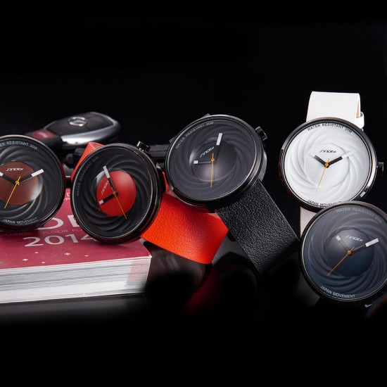SINOBI 9683 Unisex Fashion Creative Watches Genuine Leather Strap Quartz Wrist Watch