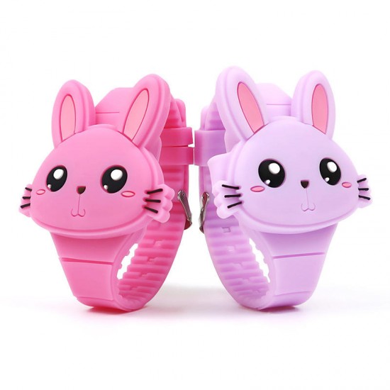 Deffrun Flip Cover Cartoon Student Kid Watch LED Display Cute Style Rubber Digital Watch Deffrun Flip Cover Cartoon Student Kid Watch LED Display Cute Style Rubber Digital Watch