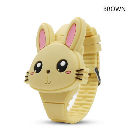 Deffrun Flip Cover Cartoon Student Kid Watch LED Display Cute Style Rubber Digital Watch Deffrun Flip Cover Cartoon Student Kid Watch LED Display Cute Style Rubber Digital Watch