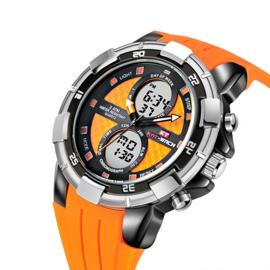 KAT-WACH KT711 Dual Display Digital Watch Fashion Multifunctional Men Chronograph Luminous Watch