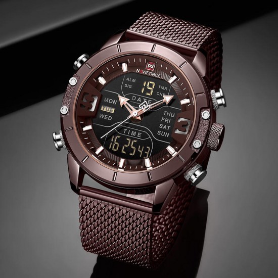 NAVIFORCE 9153 Waterproof Dual Display Watch Calendar Full Steel Business Men Digital Watch NAVIFORCE 9153 Waterproof Dual Display Watch Calendar Full Steel Business Men Digital Watch