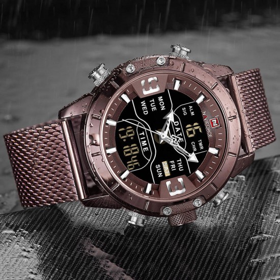 NAVIFORCE 9153 Waterproof Dual Display Watch Calendar Full Steel Business Men Digital Watch NAVIFORCE 9153 Waterproof Dual Display Watch Calendar Full Steel Business Men Digital Watch