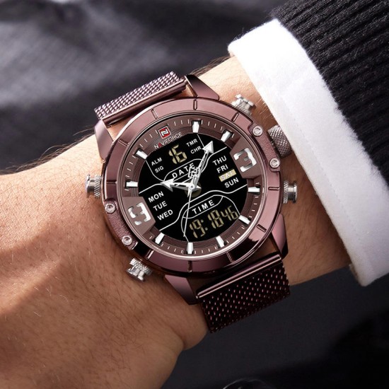 NAVIFORCE 9153 Waterproof Dual Display Watch Calendar Full Steel Business Men Digital Watch NAVIFORCE 9153 Waterproof Dual Display Watch Calendar Full Steel Business Men Digital Watch