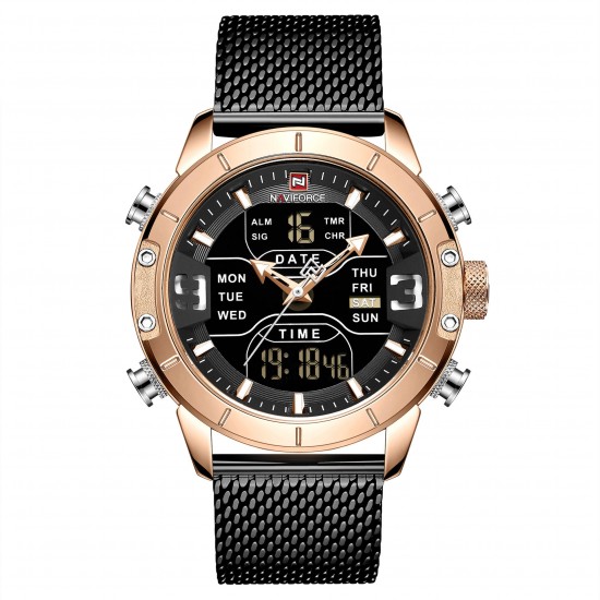 NAVIFORCE 9153 Waterproof Dual Display Watch Calendar Full Steel Business Men Digital Watch NAVIFORCE 9153 Waterproof Dual Display Watch Calendar Full Steel Business Men Digital Watch