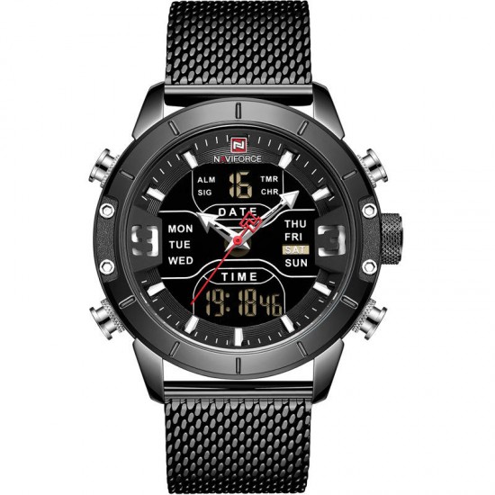 NAVIFORCE 9153 Waterproof Dual Display Watch Calendar Full Steel Business Men Digital Watch NAVIFORCE 9153 Waterproof Dual Display Watch Calendar Full Steel Business Men Digital Watch