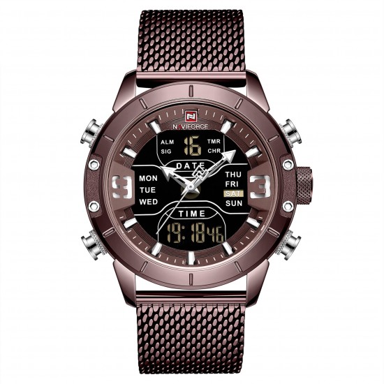 NAVIFORCE 9153 Waterproof Dual Display Watch Calendar Full Steel Business Men Digital Watch NAVIFORCE 9153 Waterproof Dual Display Watch Calendar Full Steel Business Men Digital Watch