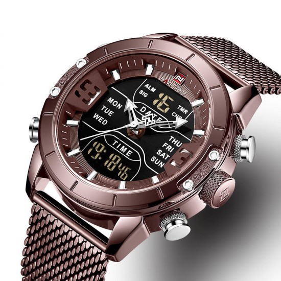NAVIFORCE 9153 Waterproof Dual Display Watch Calendar Full Steel Business Men Digital Watch NAVIFORCE 9153 Waterproof Dual Display Watch Calendar Full Steel Business Men Digital Watch