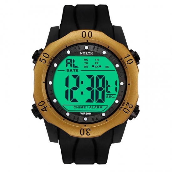 NORTH 2003 Men Watch Sport Stopwatch Alarm Silicone Strap Wrist Digital Watch