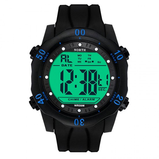 NORTH 2003 Men Watch Sport Stopwatch Alarm Silicone Strap Wrist Digital Watch