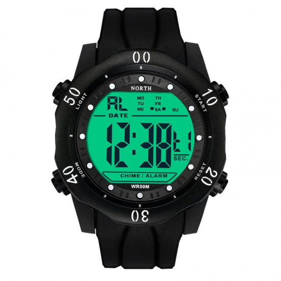 NORTH 2003 Men Watch Sport Stopwatch Alarm Silicone Strap Wrist Digital Watch