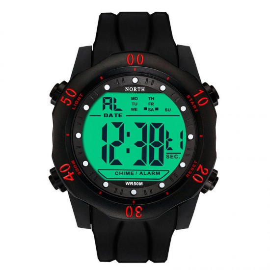 NORTH 2003 Men Watch Sport Stopwatch Alarm Silicone Strap Wrist Digital Watch
