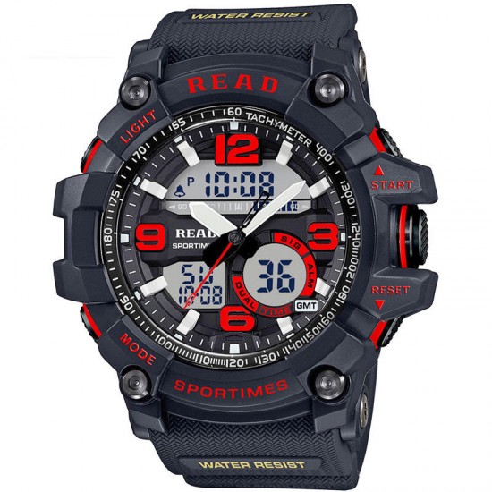 READ R90001 Dual Display Digital Watch Chronograph Waterproof Alarm Men Quartz Wrist Watch