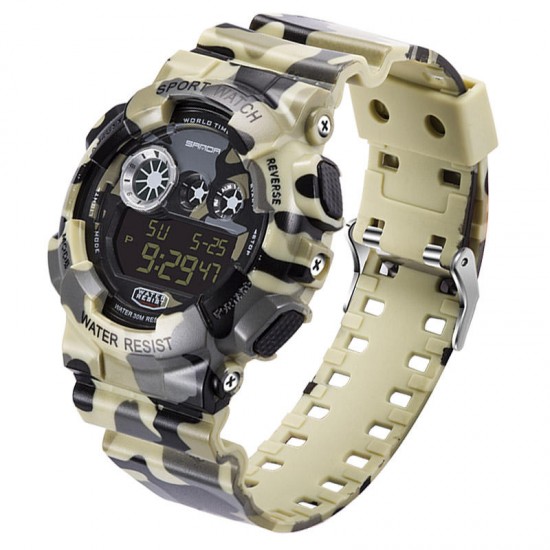 SANDA 289 Digital Watch Camouflage Style Military Waterproof Men Sport Wrist Watch