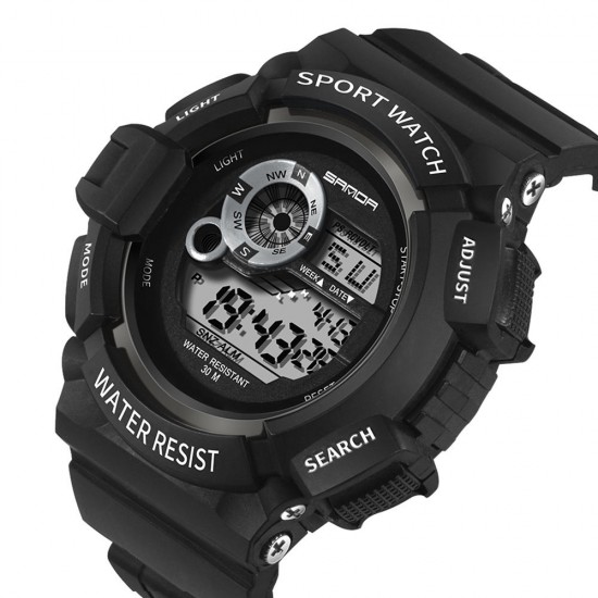 SANDA 302 Digital Watch Men Stopwatch Calendar 30M Waterproof Outdoor Watch Fashion Dial Sport Watch