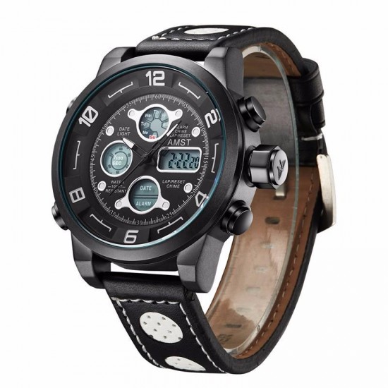 AMST AM3020 Waterproof Date Week Chime Alarm LED Men Student Military Outdoor Hiking Watch