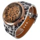 Fashion Women Sexy Leopard Brilliant Crystal Fur Big Wrist Watch